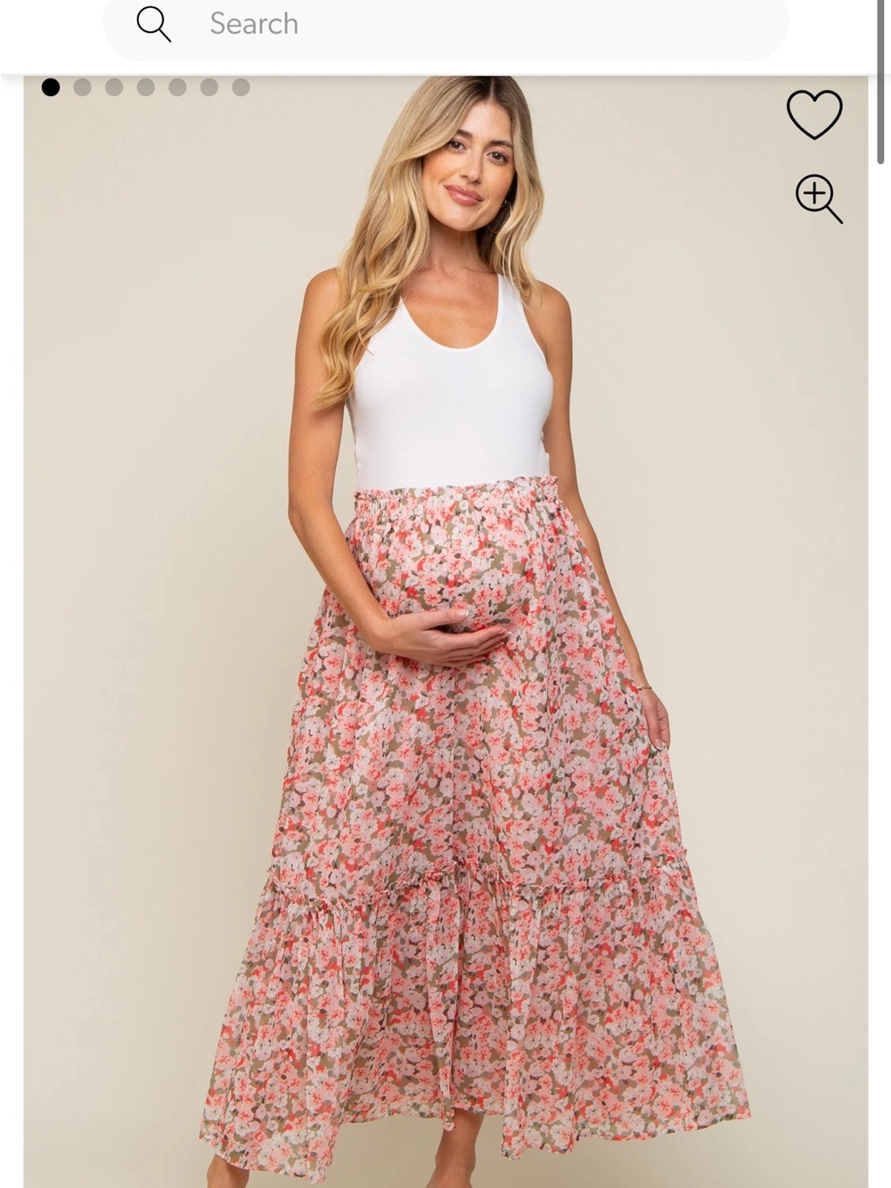 Pinkblush Smocked Waist Tiered Pink Floral Maternity Maxi Skirt